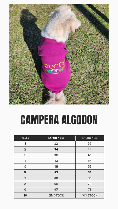 Tabla de medidas campera algodón