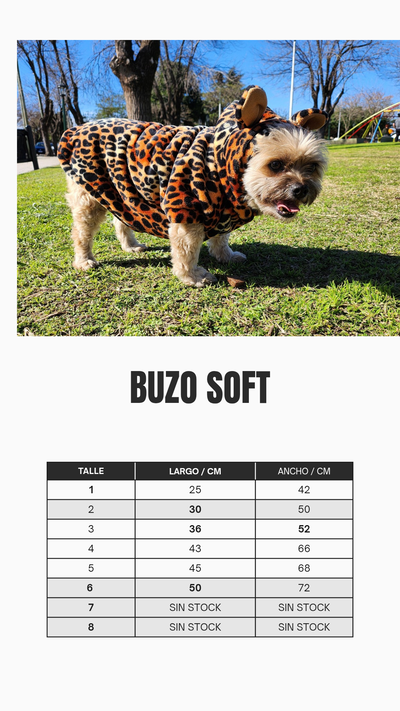 Tabla de medidas buzo soft