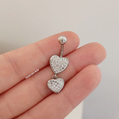 Ombligo doble corazón strass