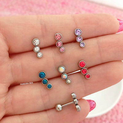 Barbell 3 strass - colores