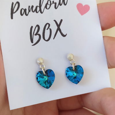 Aros Corazón Azul - Swarovski