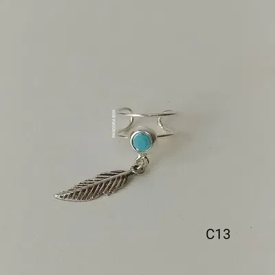 Ear cuff turquesa d/ hojita