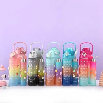 Botella Kawaii Motivacional x 3 piezas