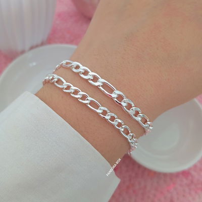 Pulsera Figaro blanco - 19cm