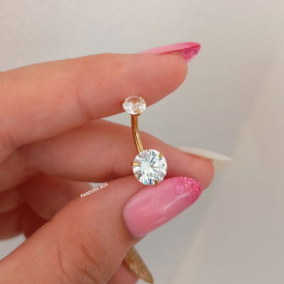 Piercing omb. Doble cubic dorada 