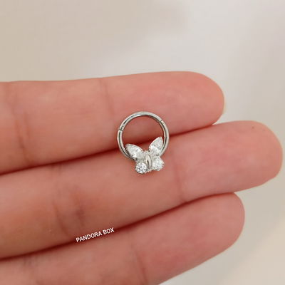 Argolla mariposa strass c/ bisagra 