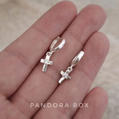 Argollitas Cruz - Plata