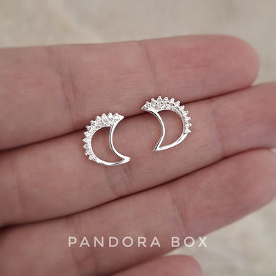 Aros Lunas cubics relieve - Plata 