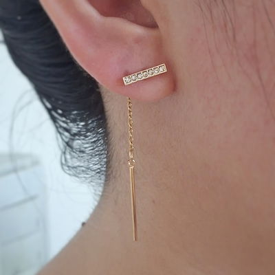 Aros barrita colgante - Dorado