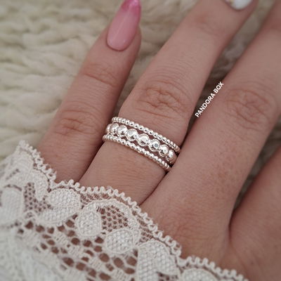 Anillo bolitas triple (Regulable) - Ac. blanco