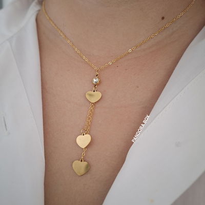 Collar corbatero corazones - Dorado 