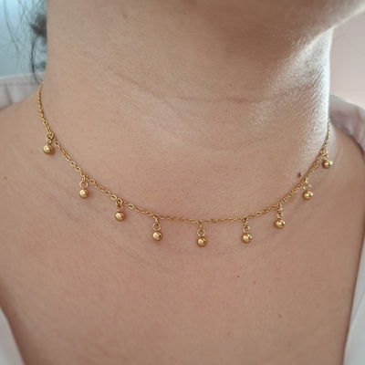 Collar Bolitas colgantes (40-45cm) - Dorado 