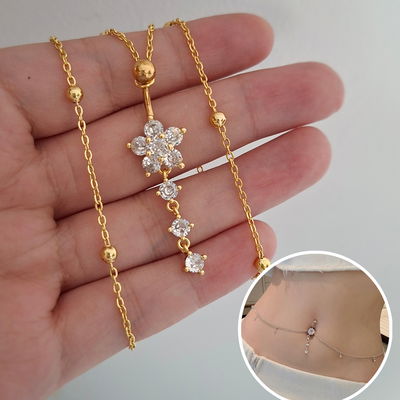 Piercing omb. Chain Flor - Dorado 