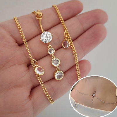 Piercing omb. Chain cubics - Dorado 