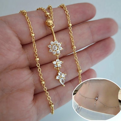 Piercing omb. Chain Flor - Dorado 