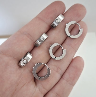 Argollas strass Robust - Acero 