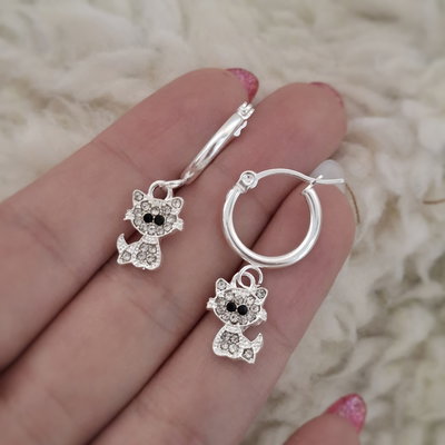 Argollas gatito - Ac. blanco 