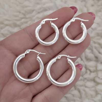 Argollas basic anchas - ac. blanco