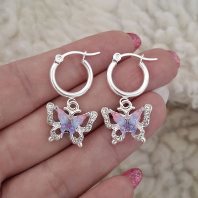 Argollas mariposa - ac. blanco