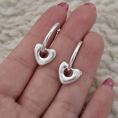 Argollas donita corazón - ac. blanco