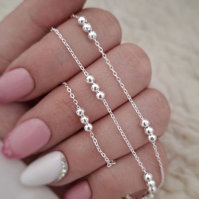 Cadena triple bolitas - Ac. blanco