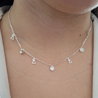 Collar dijes lovely - Ac. blanco