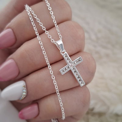 Collar cruz - Ac. blanco 
