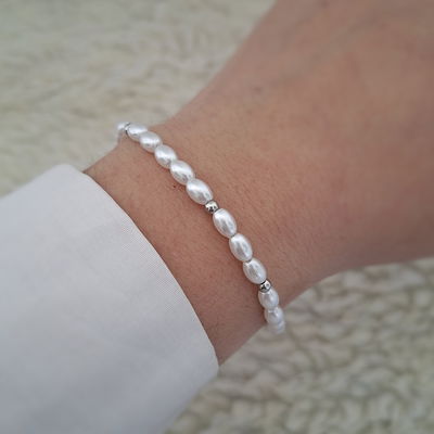 Pulsera perlas oval - Acero