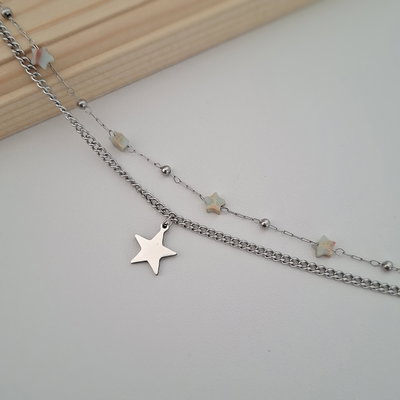 Pulsera doble estrellitas - Acero 