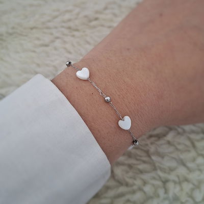 Pulsera corazón nácar - Acero