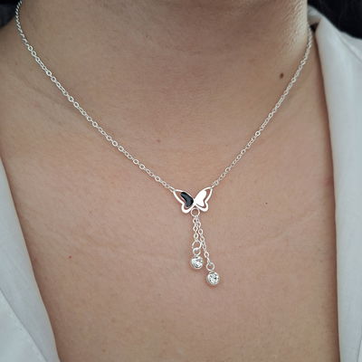 Collar mariposa point - Ac. blanco 