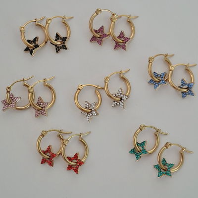 Argollas donita estrella - Dorado