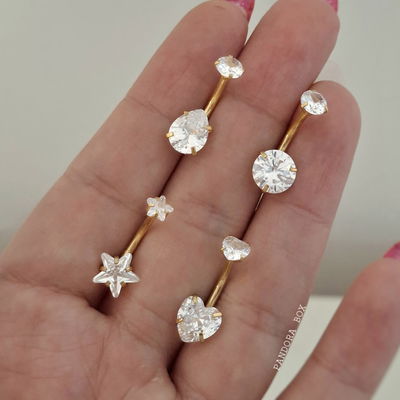 Piercing omb. Doble cubic - Dorado 