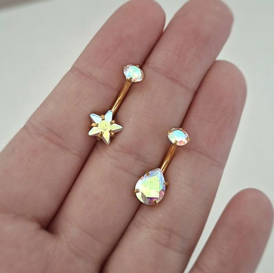 Piercing omb. Cubic Tornasolado - Dorado 