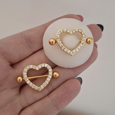 Pezonera corazón strass - Dorado