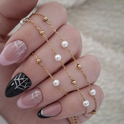 Cadena Malibu perla - Dorado 