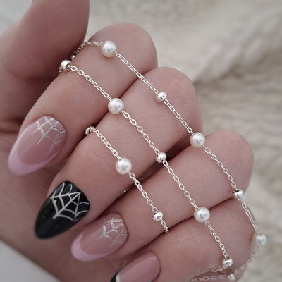 Cadena Malibu perla - Ac. Blanco 