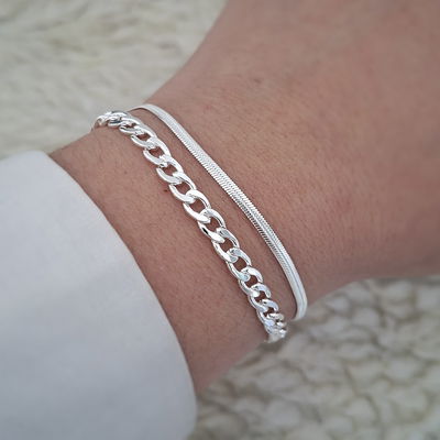 Pulsera doble Grumet Snake - Ac. Blanco