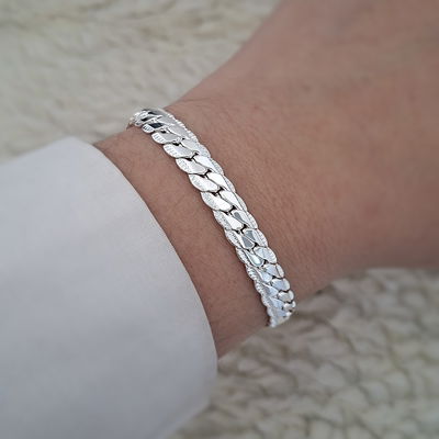 Pulsera Grumet cerrada labrada - Ac. Blanco