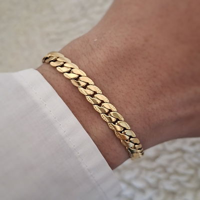 Pulsera Grumet cerrada labrada - Dorado 