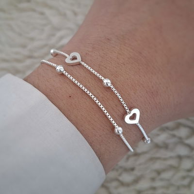 Pulsera doble Malibu corazón - Ac. Blanco 