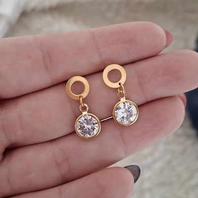 Aros Circular cubic colgante - Dorado 