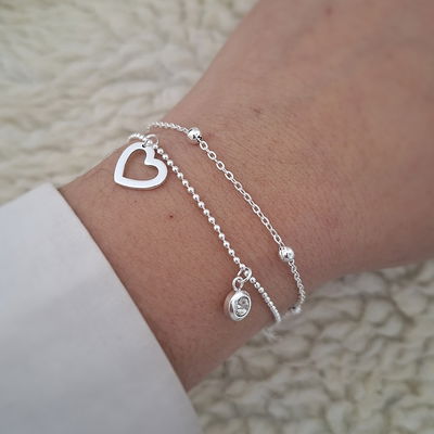 Pulsera doble Malibu Corazón  - Ab. Blanco 