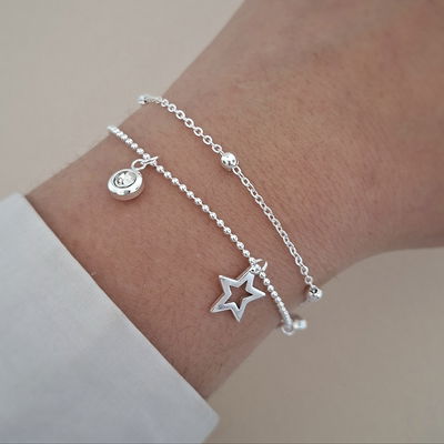 Pulsera doble Malibu Estrella - Ac. blanco 