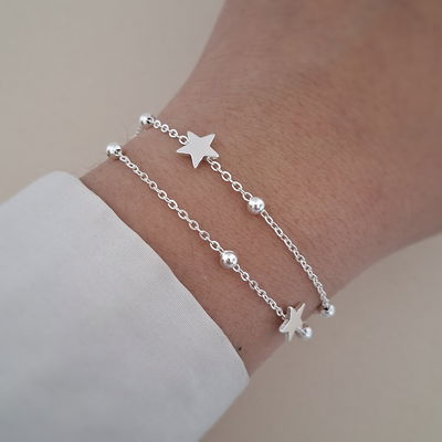 Pulsera doble estrella - Ac. Blanco 