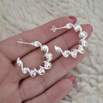 Aros semi-argollas Tirabuzón - Ac. Blanco 