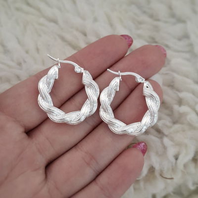 Argollas trenzadas relieves - Ac. Blanco