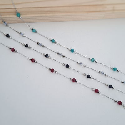 Pulsera fina cristal - Acero