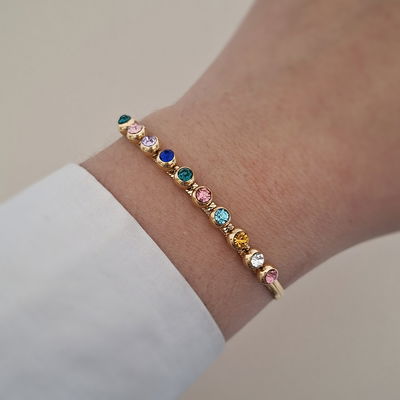Pulsera bolitas colores - Dorado 