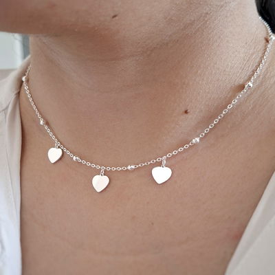 Collar Malibu corazónes - Ac. Blanco 
